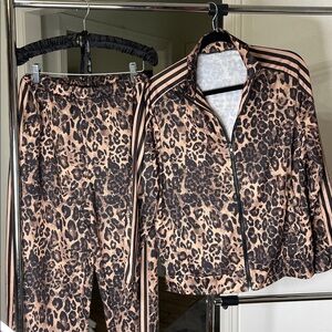 Leopard Print Track Pants with Side Stripes